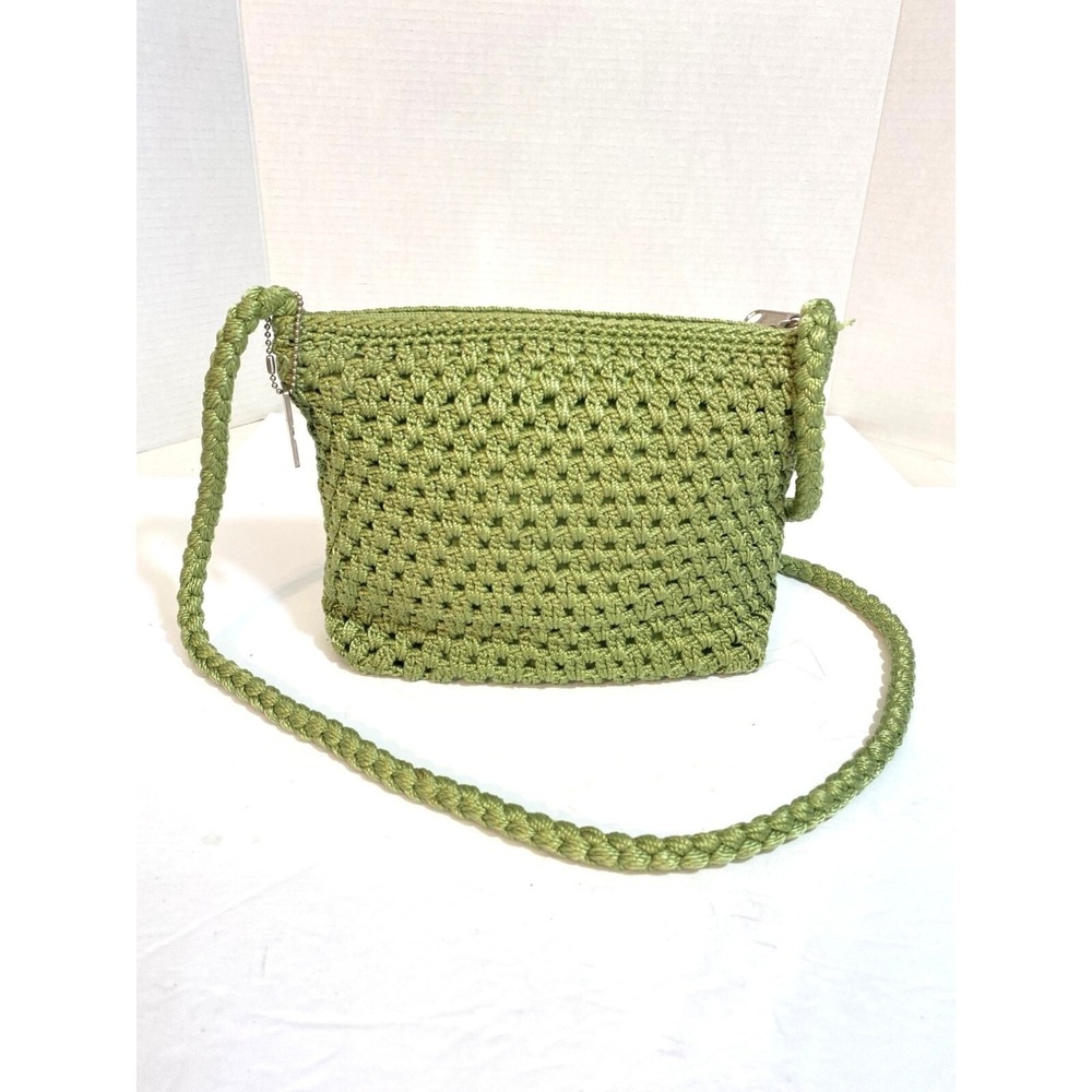 Lina‎ Vintage Y2K Lime Green Crocheted Shoulder Bag with Braided Strap